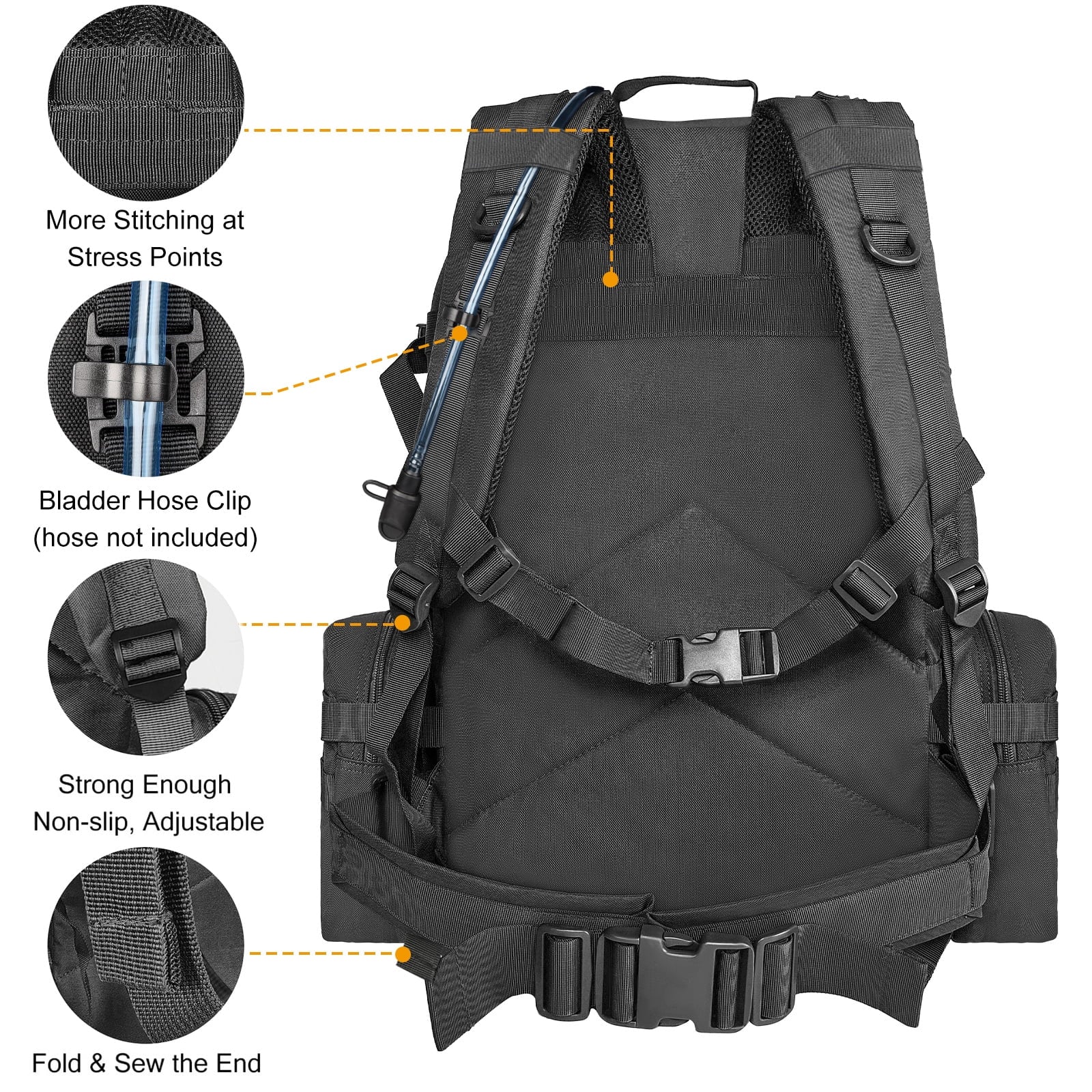 60L Camping Hiking Backpack, Large Multifunction Outdoor Sport Backpack, Black